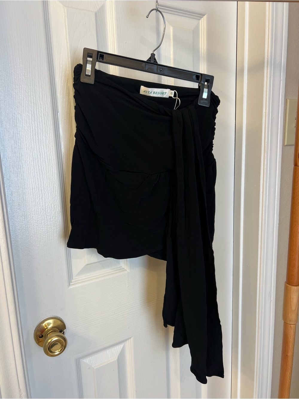 ASTA RESORT Black Mini Wrap Skirt with Side Tie